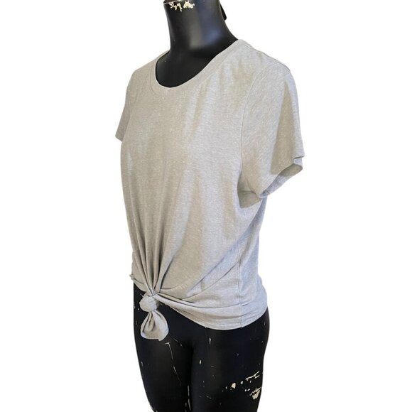 Madewell Gray Cotton Tie-front T-shirt Tee Size Large - Picture 2 of 4